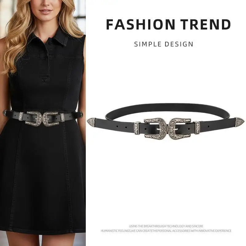 Vintage Double Metal Curving Buckles Real Leather Waist Belts Adjustable Dispatchable Casual Jeans Strap Cowskin Ceinture Femme
Vintage Double Metal Curving Buckles Real Leather Waist Belts Adjustable Dispatchable Casual Jeans Strap Cowskin Ceinture Femme