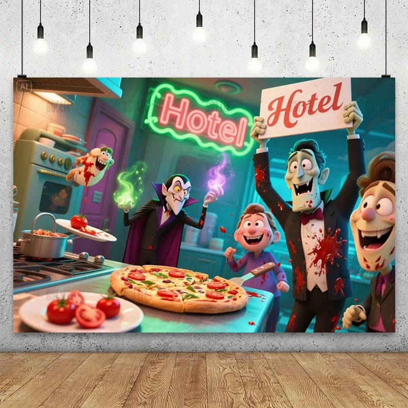 Disney Hotel Transylvania Kitchen Chaos Backdrop - Dracula Mavis Banner Vinyl Party Decor Happy Birthday Photography Background
Disney Hotel Transylvania Kitchen Chaos Backdrop - Dracula Mavis Banner Vinyl Party Decor Happy Birthday Photography Background