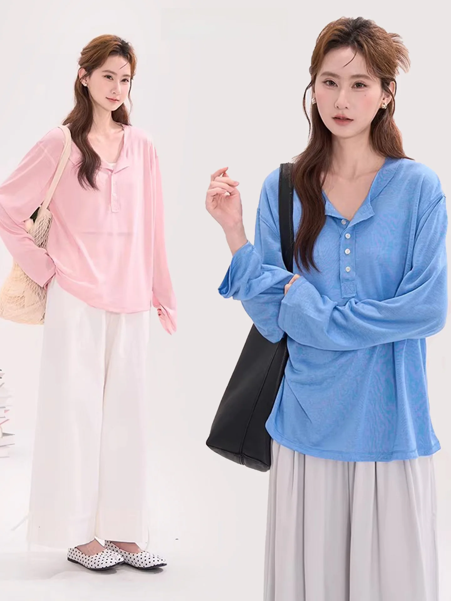 Heme Summer Walk Silk Henry Collar Thin Long Sleeve T-Shirt Sun Protection Top Women Summer Loose Fit Korean Style Regular Sl...
Heme Summer Walk Silk Henry Collar Thin Long Sleeve T-Shirt Sun Protection Top Women Summer Loose Fit Korean Style Regular Sl...
