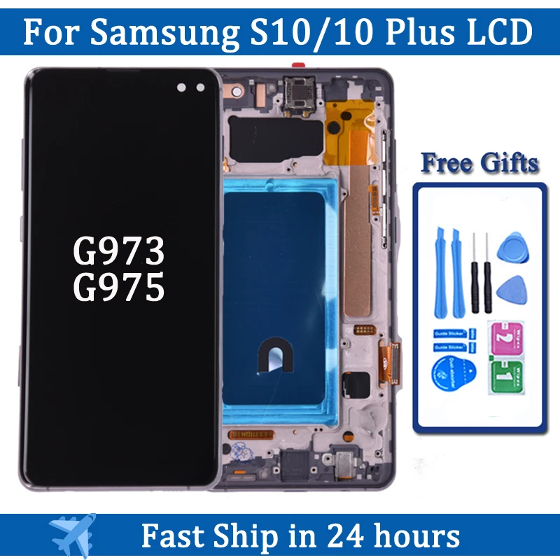 Экран для Samsung S10 Plus S10 + G975 G975F, ЖК-дисплей, цифровой сенсорный экран с рамкой для Samsung S10 G973
Экран для Samsung S10 Plus S10 + G975 G975F, ЖК-дисплей, цифровой сенсорный экран с рамкой для Samsung S10 G973