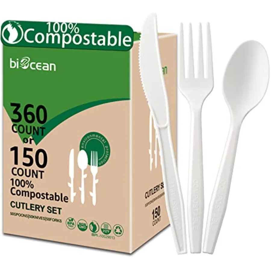 100% Compostable No Plastic Utensils - Heavy Duty Eco-Friendly Flatware for Lounge Party Wedding BBQ Picnic Camping [ Count
100% Compostable No Plastic Utensils - Heavy Duty Eco-Friendly Flatware for Lounge Party Wedding BBQ Picnic Camping [ Count