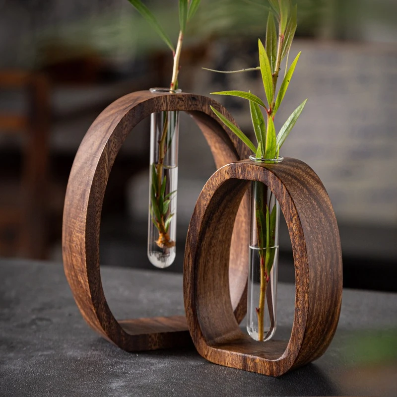 Solid Wood Frame Glass Test Tube Vase, Hydroponic Plant Holder for Home & Office Creative Desktop Decorative Flower Vase
Solid Wood Frame Glass Test Tube Vase, Hydroponic Plant Holder for Home & Office Creative Desktop Decorative Flower Vase