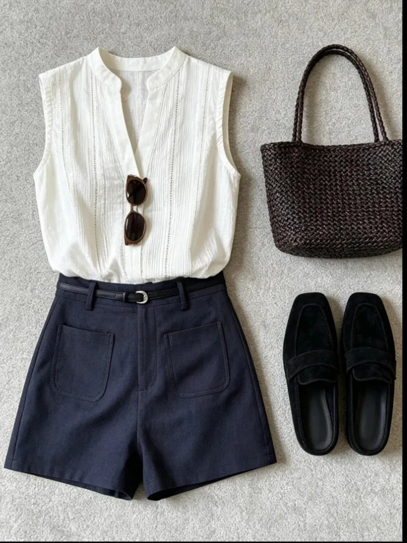 Elegant White Vest Shirt Short Pants Set High Waist Knot Summer Fashion Women's Two-Piece Suit High-Quality Sensation
Elegant White Vest Shirt Short Pants Set High Waist Knot Summer Fashion Women's Two-Piece Suit High-Quality Sensation