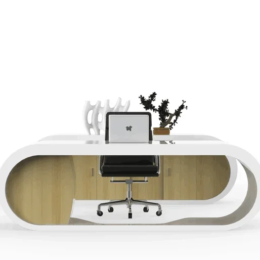 Elegant curved wooden small white front modern office reception desk
Elegant curved wooden small white front modern office reception desk