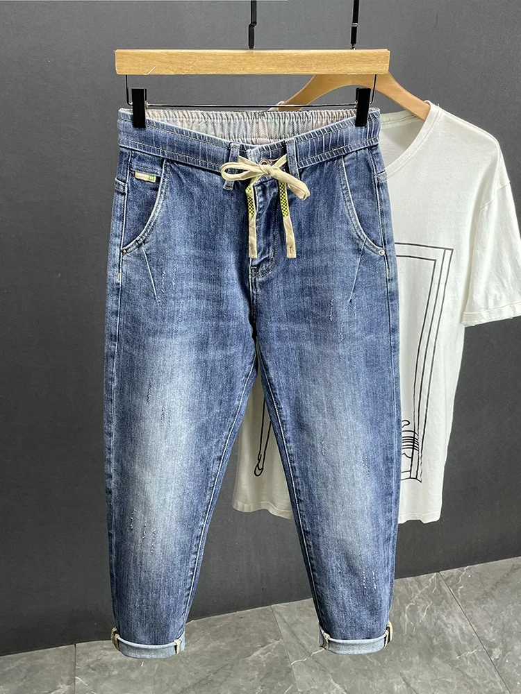 Облегающие летние тонкие джинсы, мужские повседневные эластичные синие эластичные брюки из хлопка и полиэстера, винтажные американские синие брюки High Street Sle
Облегающие летние тонкие джинсы, мужские повседневные эластичные синие эластичные брюки из хлопка и полиэстера, винтажные американские синие брюки High Street Sle