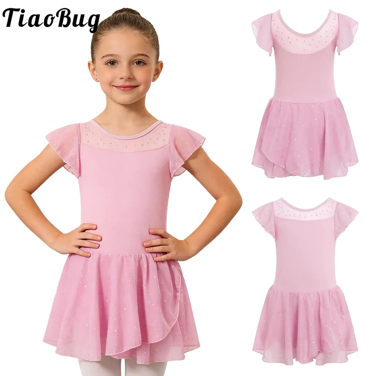 Kids Girls Sequins Ballet Lyrical Gymnastic Dress Ruffle Sleeves Leotards Patchwork Mesh Dance Dress for Performance Competition
Kids Girls Sequins Ballet Lyrical Gymnastic Dress Ruffle Sleeves Leotards Patchwork Mesh Dance Dress for Performance Competition
