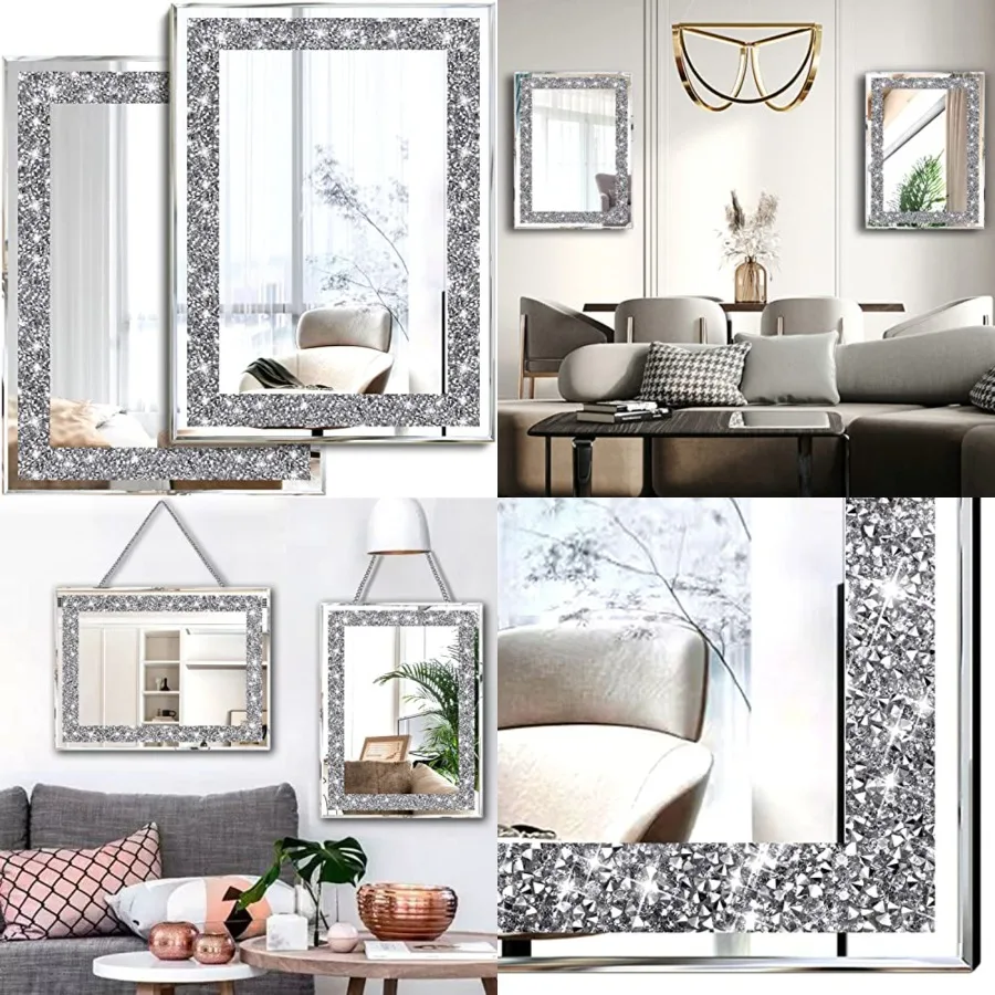 2 Pcs Wall Mirrors, Crush Diamond Wall Décor Decorative Mirrors for Living Room, Bedroom, Bathroom. 11"x15"
2 Pcs Wall Mirrors, Crush Diamond Wall Décor Decorative Mirrors for Living Room, Bedroom, Bathroom. 11"x15"