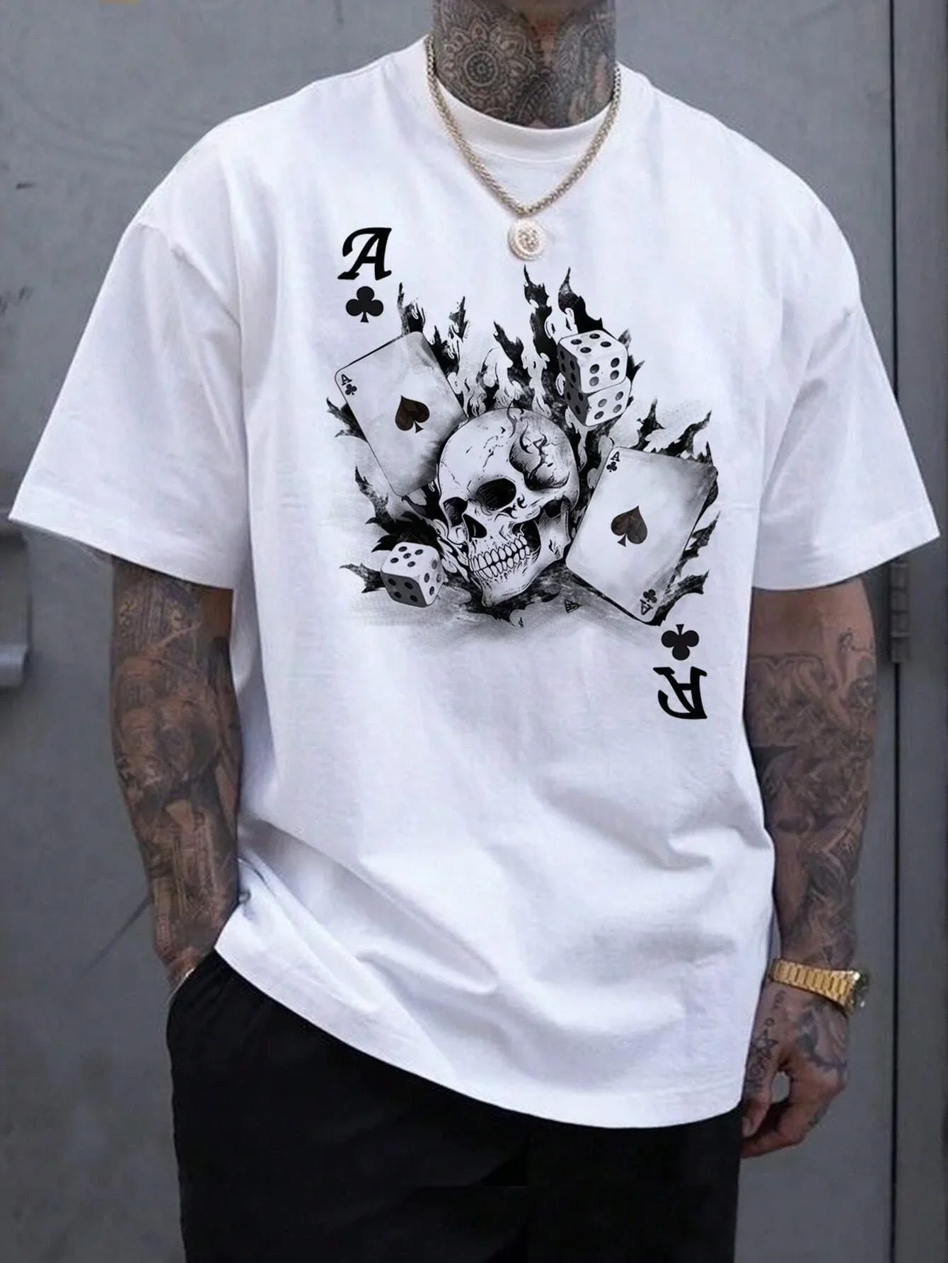 Summer Men's Street Style T-shirt Loose size comfortable Skulls&Poker Cards printed sport round neck short sleeve T-shirt
Summer Men's Street Style T-shirt Loose size comfortable Skulls&Poker Cards printed sport round neck short sleeve T-shirt