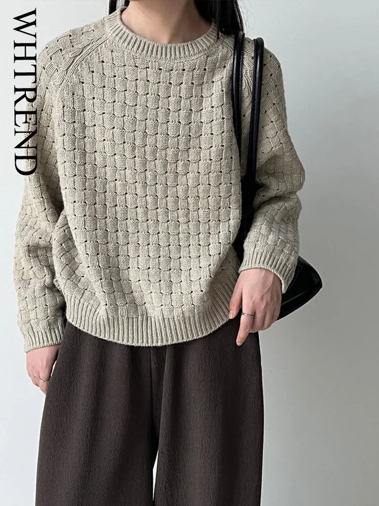 WHTREND Korean Style Knitted Round Neck Sweater For Women Autumn Winter New Hollow Knitted Pullover Top WH2131
WHTREND Korean Style Knitted Round Neck Sweater For Women Autumn Winter New Hollow Knitted Pullover Top WH2131