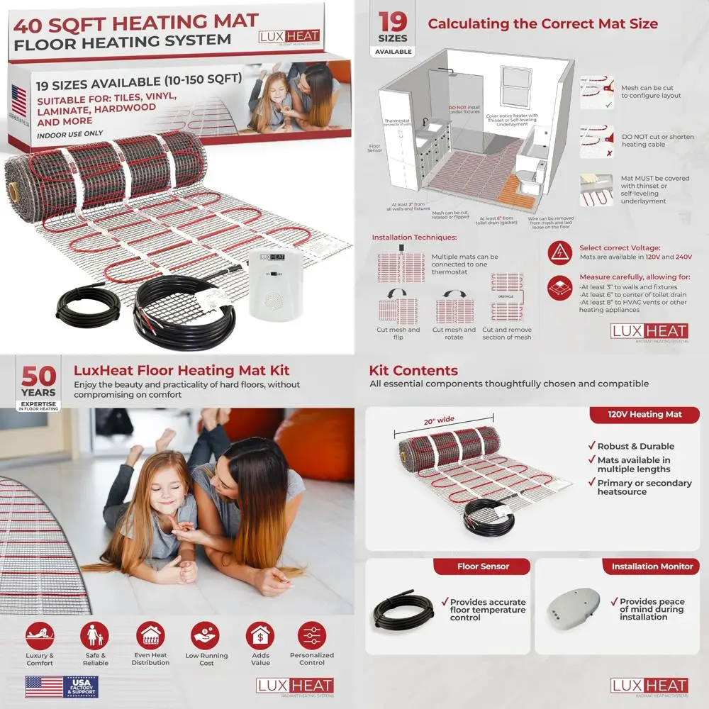 Электрическая система подогрева пола 40 кв. футов - 120 В комплект излучающего подогрева для простой установки с возможностью выбора
Электрическая система подогрева пола 40 кв. футов - 120 В комплект излучающего подогрева для простой установки с возможностью выбора