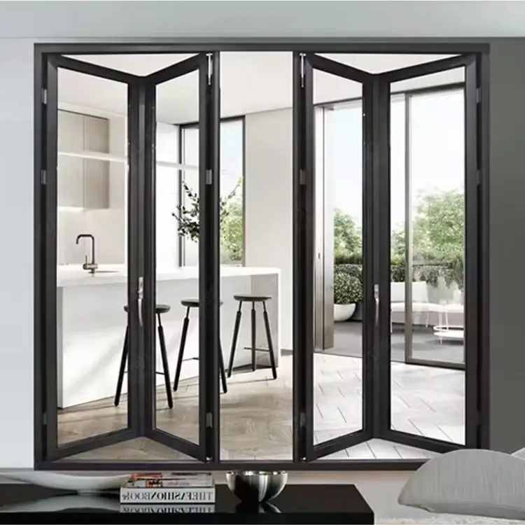 Living Room Aluminum Frame Glass Heavy Duty Folding Door Rainproof Heat Insulating Accordion Folding Doors Durable Fold Up Doors
Living Room Aluminum Frame Glass Heavy Duty Folding Door Rainproof Heat Insulating Accordion Folding Doors Durable Fold Up Doors