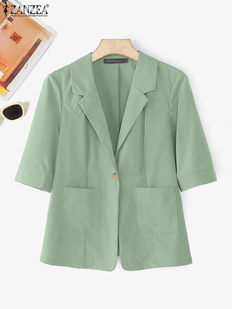 ZANZEA 2025 Casual Blazer Half Sleeve Autumn Work Suits Fashion Women Lapel Neck Thin Overcoats Single Button Pockets Outers
ZANZEA 2025 Casual Blazer Half Sleeve Autumn Work Suits Fashion Women Lapel Neck Thin Overcoats Single Button Pockets Outers