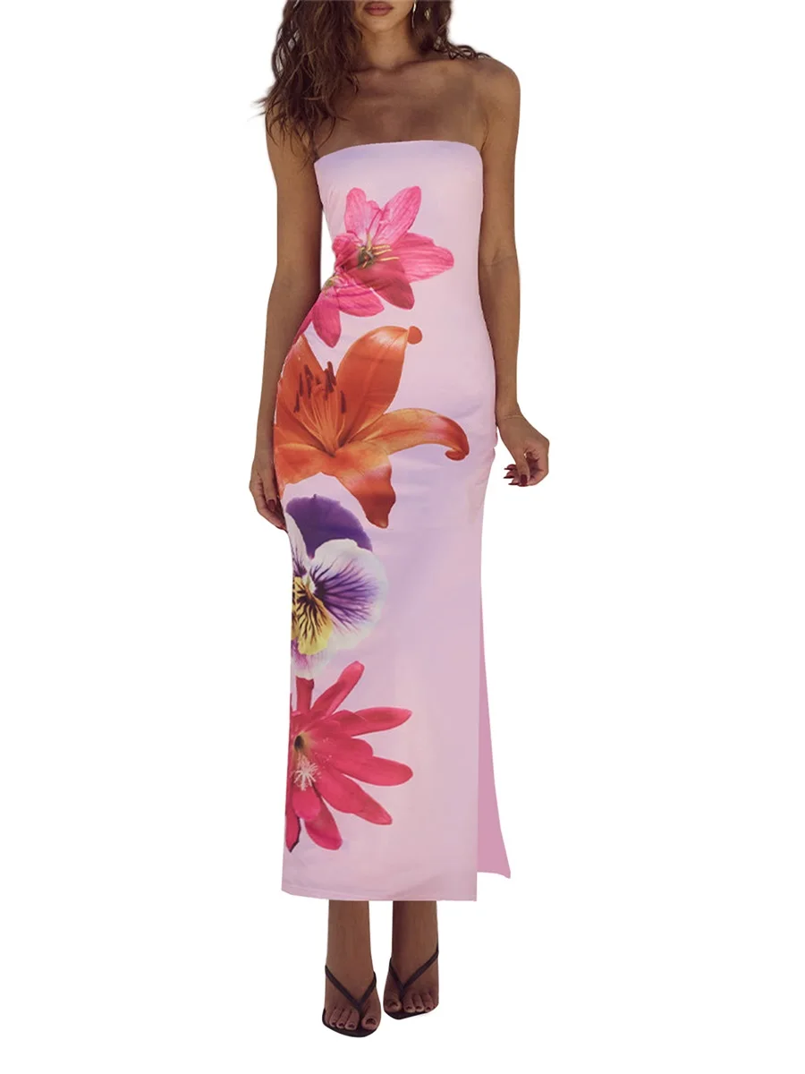 Women s Summer Tube Dress Floral Print Strapless Backless Bodycon Long Dress for Party
Women s Summer Tube Dress Floral Print Strapless Backless Bodycon Long Dress for Party