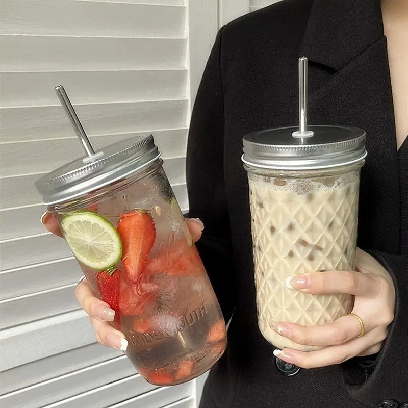 600ML Stripe Glass Coffee Cup With Lid and Without Cover Straw Transparent Drinking Glasses for Juice Iced Coffee Mugs Drinkware
600ML Stripe Glass Coffee Cup With Lid and Without Cover Straw Transparent Drinking Glasses for Juice Iced Coffee Mugs Drinkware