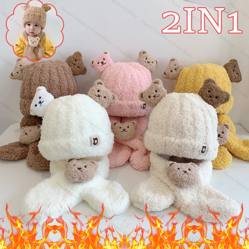 Baby Hat Scarf Set Plush Cute Bear Ear Protection Thickened Scarf Hat for Toddler Kids Infant Winter Cold Weather Accessories
Baby Hat Scarf Set Plush Cute Bear Ear Protection Thickened Scarf Hat for Toddler Kids Infant Winter Cold Weather Accessories