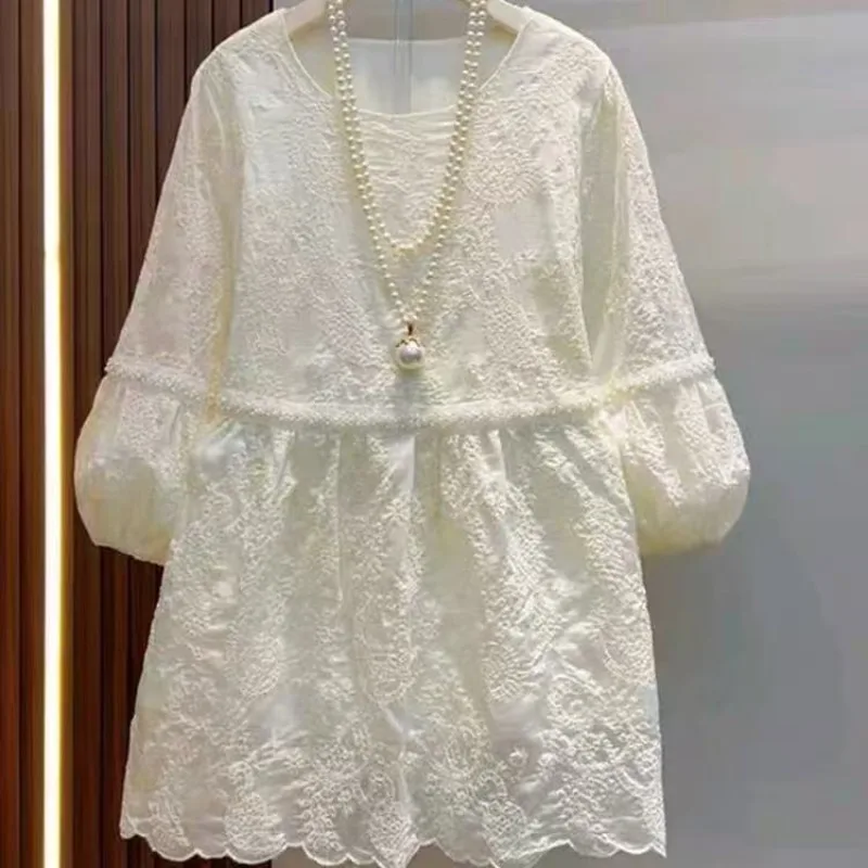 Women's Mid To Long Lace Shirt with Jacquard Embroidery Technique, Lace Doll Shirt Top, Summer New Style
Women's Mid To Long Lace Shirt with Jacquard Embroidery Technique, Lace Doll Shirt Top, Summer New Style