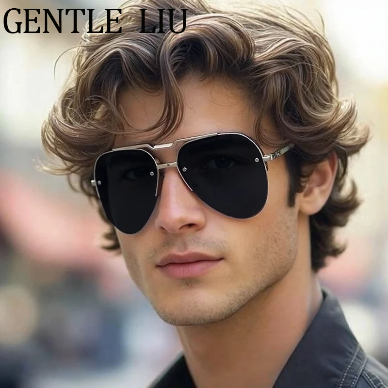 Vintage Pilot Oversized Sunglasses Men 2026 Luxury Brand Semi-Rimless Double Beam Oval Sun Glasses For Male Metal Shades UV400
Vintage Pilot Oversized Sunglasses Men 2026 Luxury Brand Semi-Rimless Double Beam Oval Sun Glasses For Male Metal Shades UV400