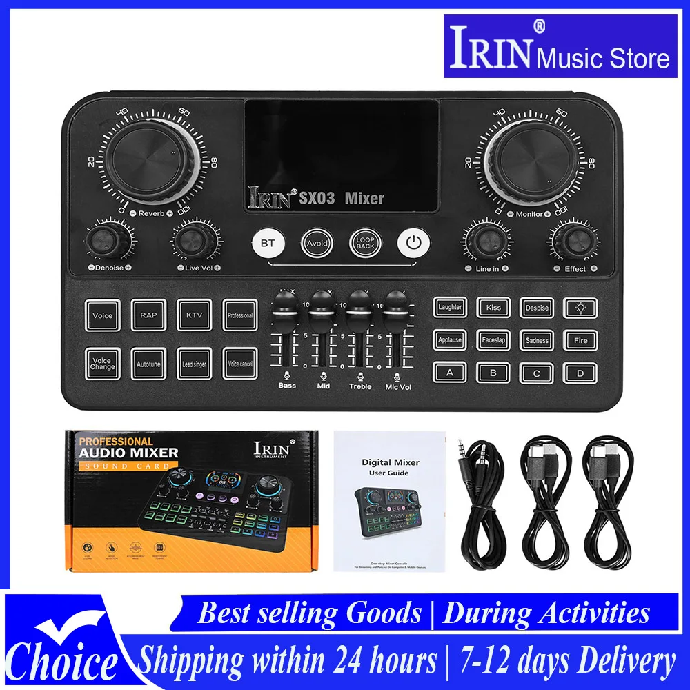 SX03 Live Sound Card Audio Mixer for Karaoke Broadcast KTV Singing Live Sound Mixer Podcast Equipment Bundle Sound Card Type-C
SX03 Live Sound Card Audio Mixer for Karaoke Broadcast KTV Singing Live Sound Mixer Podcast Equipment Bundle Sound Card Type-C