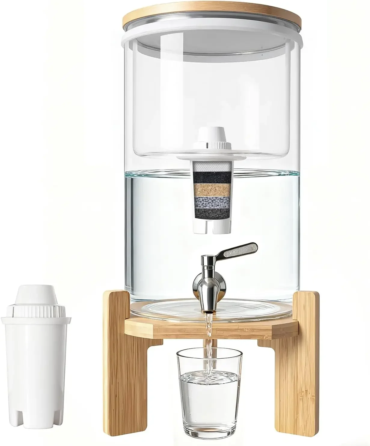 water filter dispenser ,Countertop water purifier System,2.1 Gallon Glass water filter, with Wooden Stand and 1 Filters, for Hom
water filter dispenser ,Countertop water purifier System,2.1 Gallon Glass water filter, with Wooden Stand and 1 Filters, for Hom