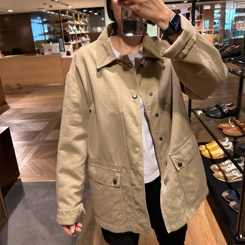 Fall Winter New Arrival Women's Workwear Jaet Patchwork Corduroy Vintage Frank Utili Coat Simple Versatile Outerwear
Fall Winter New Arrival Women's Workwear Jaet Patchwork Corduroy Vintage Frank Utili Coat Simple Versatile Outerwear