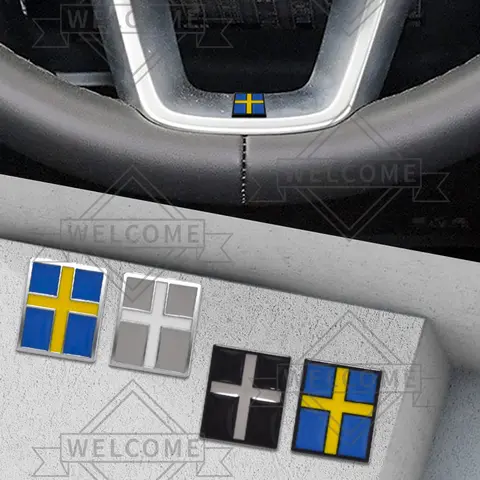 3D Car Stickers Sweden Flag Emblem Auto Steering Wheel Badge Interior Decal For Volvo XC60 V70 C70 XC40 V40 EX30 V60 Accessories