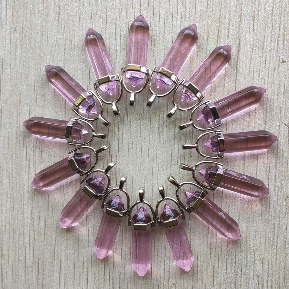 Fashion glass pink pillar Point charms pendants for necklaces jewelry making 24pcs/lot Wholesale free shipping
Fashion glass pink pillar Point charms pendants for necklaces jewelry making 24pcs/lot Wholesale free shipping