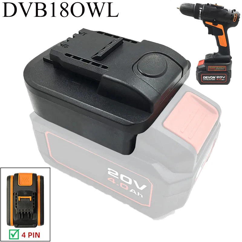 Battery Adapter Converter DVB18OWL Compatible for Worx 20V Li-Ion Battery Tool Orange Model for Devon 20V Lithium-Ion Batteries
Battery Adapter Converter DVB18OWL Compatible for Worx 20V Li-Ion Battery Tool Orange Model for Devon 20V Lithium-Ion Batteries