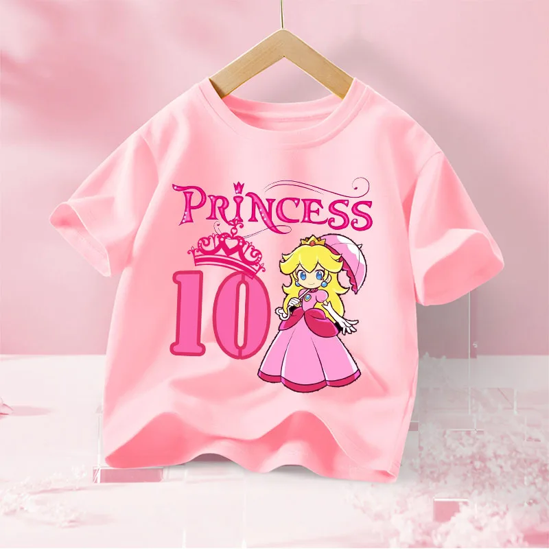 Princess Peach 1-10 Birthday T-shirt Girl Kawaii Anime Figures Short Sleeve Super Marios Sweet Fashion Cotton Tee Clothes Tops
Princess Peach 1-10 Birthday T-shirt Girl Kawaii Anime Figures Short Sleeve Super Marios Sweet Fashion Cotton Tee Clothes Tops