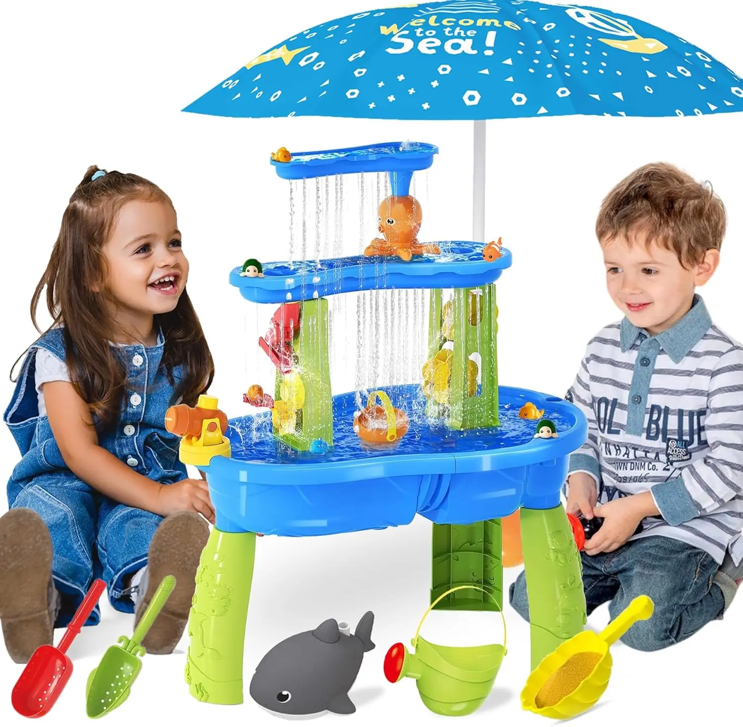 Water and Sand Table with Water Pumb & Umbrella - Summer Toys 3-Tier Kids Water Play Table, Outdoor Toys for Boys Girls
Water and Sand Table with Water Pumb & Umbrella - Summer Toys 3-Tier Kids Water Play Table, Outdoor Toys for Boys Girls