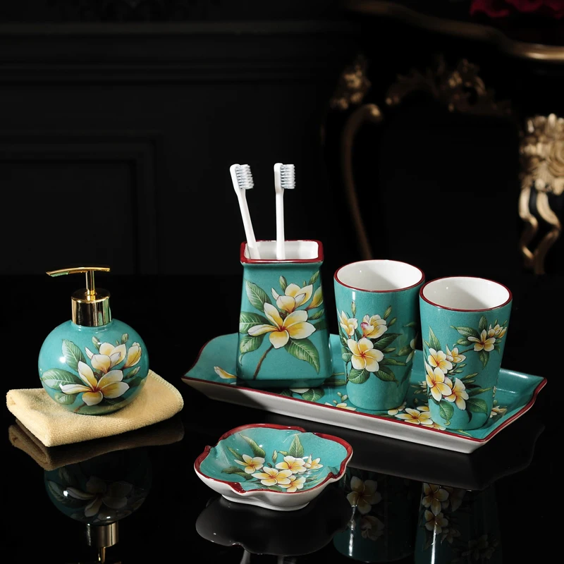 Bathroom accessories Ceramic mouthwash cup Toilet Set American retro Lotion bottle tray Dental soap dish
Bathroom accessories Ceramic mouthwash cup Toilet Set American retro Lotion bottle tray Dental soap dish