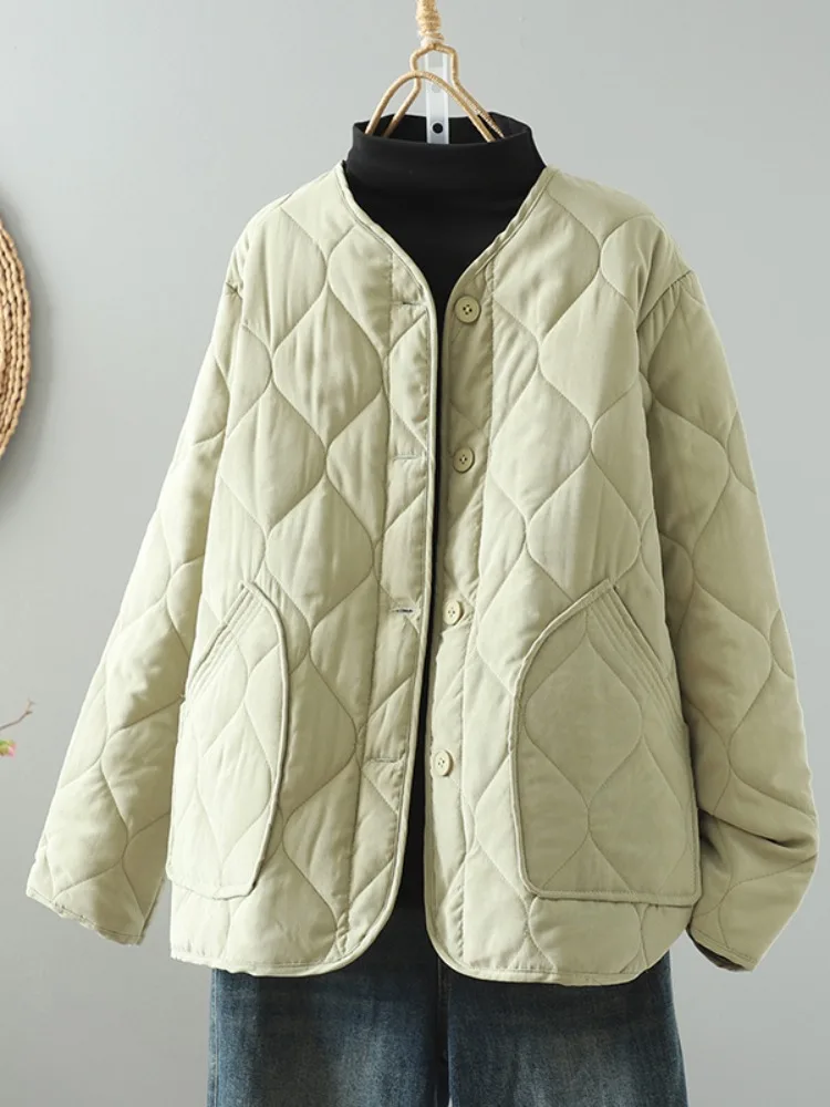 Retro Japanese Style Cotton Quilted Short Jacket Women's Winter Lightweight Warm Cotton Coat Loose Fit Diamond Pattern
Retro Japanese Style Cotton Quilted Short Jacket Women's Winter Lightweight Warm Cotton Coat Loose Fit Diamond Pattern