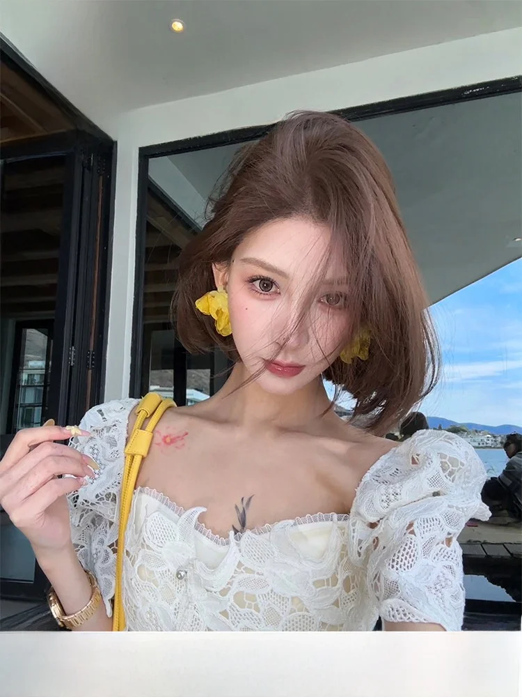 Original Design Women's Lace Shirt Floral Embroidery Short Sleeve Button up Top Elegant French Style Spring Summer Outfit
Original Design Women's Lace Shirt Floral Embroidery Short Sleeve Button up Top Elegant French Style Spring Summer Outfit