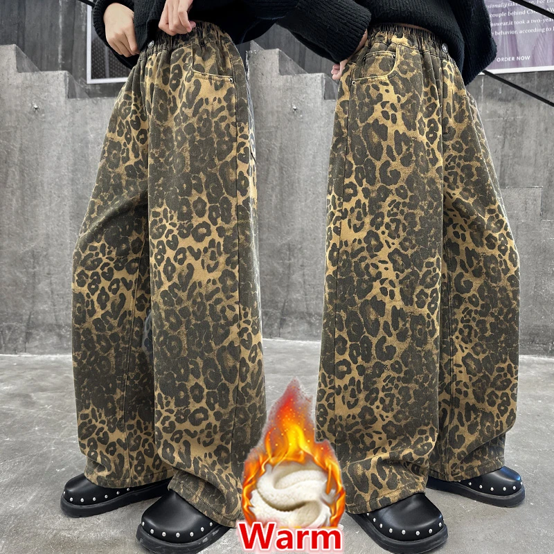 Tween Girl Fashion American High Street Warm Leopard Jeans with Fleece Lined Kids Child Winter Straight Insulated Denim Pants
Tween Girl Fashion American High Street Warm Leopard Jeans with Fleece Lined Kids Child Winter Straight Insulated Denim Pants