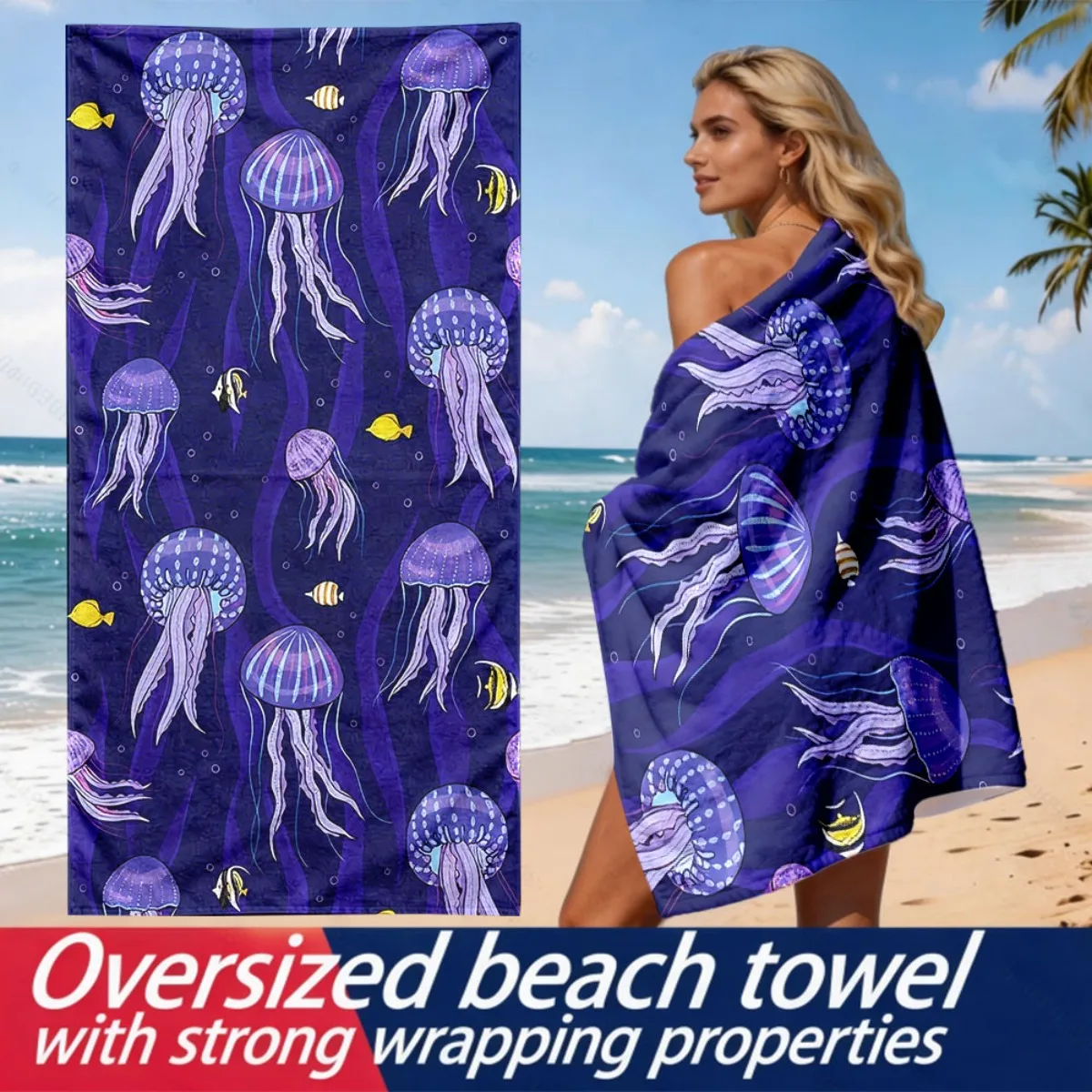Watercolor Style Underwater World polyester microfiber beach towel is highly absorbent, suitable for swimming and beach outings
Watercolor Style Underwater World polyester microfiber beach towel is highly absorbent, suitable for swimming and beach outings