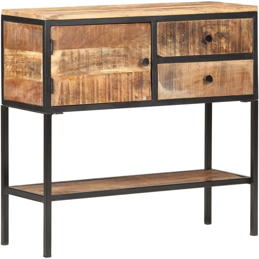Solid Mango Wood Industrial Sideboard with Storage, Black Iron Handles, 11.8x33.5x31.5 in, for Living Room, Dining, Bar, or Hall
Solid Mango Wood Industrial Sideboard with Storage, Black Iron Handles, 11.8x33.5x31.5 in, for Living Room, Dining, Bar, or Hall