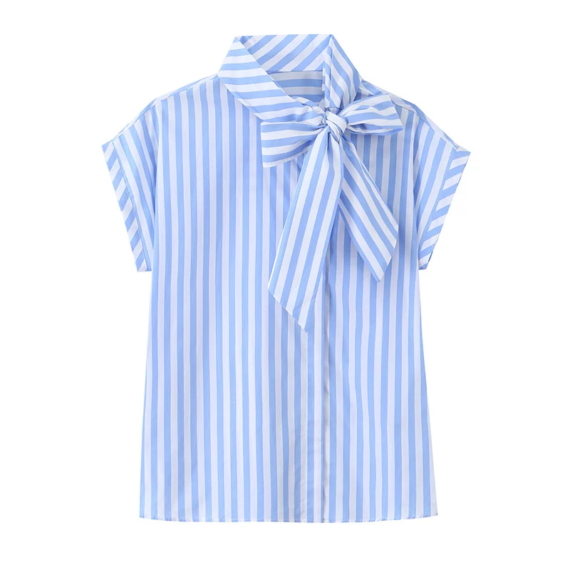 Women's Shirt 2026 New Fashion Spring Summer Blue Bowknot Striped Shirt for Women Casual Chic Personality Female Shirt
Women's Shirt 2026 New Fashion Spring Summer Blue Bowknot Striped Shirt for Women Casual Chic Personality Female Shirt