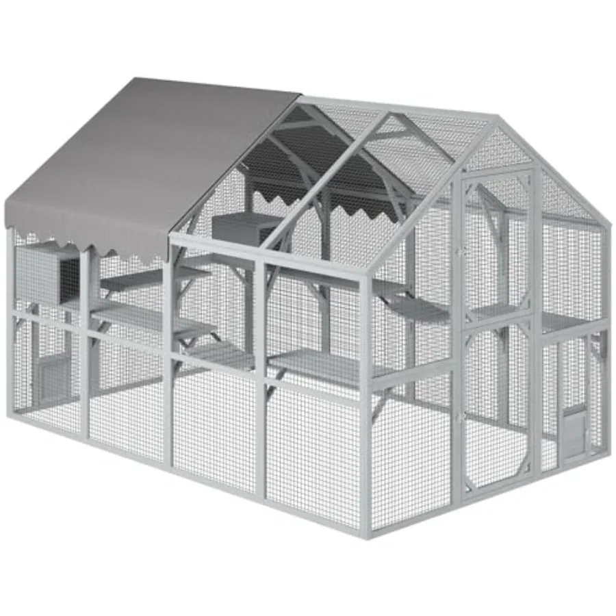 112" Catio Outdoor Cat Enclosure Large 57.24ft² Wooden Catios for Cats Patio with Waterproof UV Protection Canopy, Outside Cat
112" Catio Outdoor Cat Enclosure Large 57.24ft² Wooden Catios for Cats Patio with Waterproof UV Protection Canopy, Outside Cat