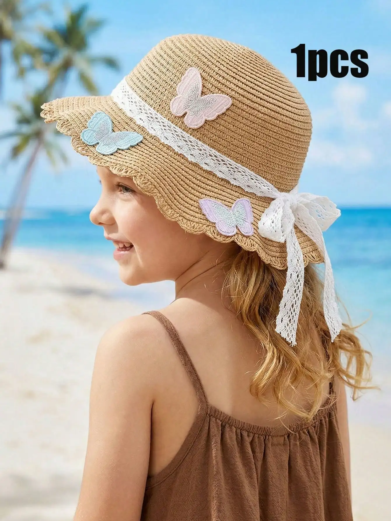 1Pc 3-8Y Girls Coffee Wave Straw Hat Colorful Butterfly Decor Summer Beach Outdoor Sun Hat
1Pc 3-8Y Girls Coffee Wave Straw Hat Colorful Butterfly Decor Summer Beach Outdoor Sun Hat