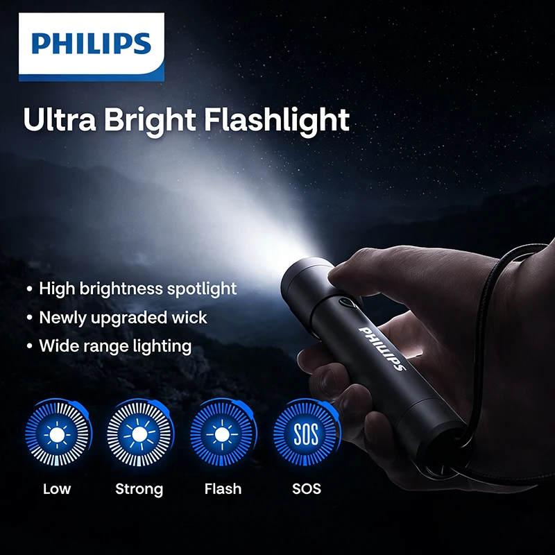 Фонарь PHILIPS 1236: мощный, 4 режима, перезаряжаемый, водонепроницаемый, аварийный, 200 м, портативный, для кемпинга и активного отдыха
Фонарь PHILIPS 1236: мощный, 4 режима, перезаряжаемый, водонепроницаемый, аварийный, 200 м, портативный, для кемпинга и активного отдыха