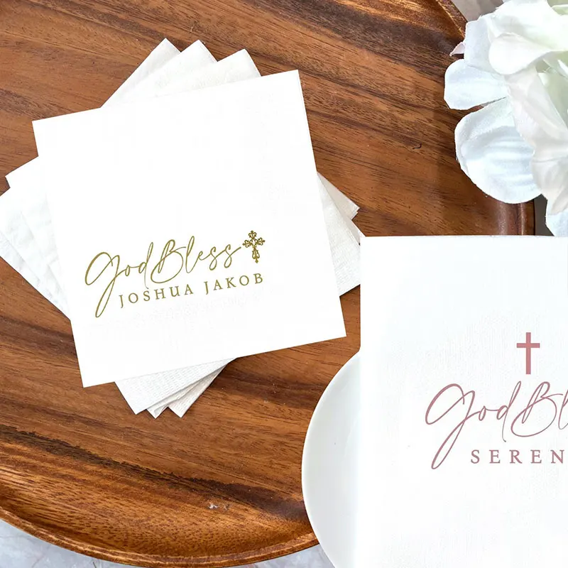 Personalized GOD BLESS Napkins Cocktail Dinner Decor Baptism, First Holy Communion, Confirmation, Party Decor Napkins
Personalized GOD BLESS Napkins Cocktail Dinner Decor Baptism, First Holy Communion, Confirmation, Party Decor Napkins