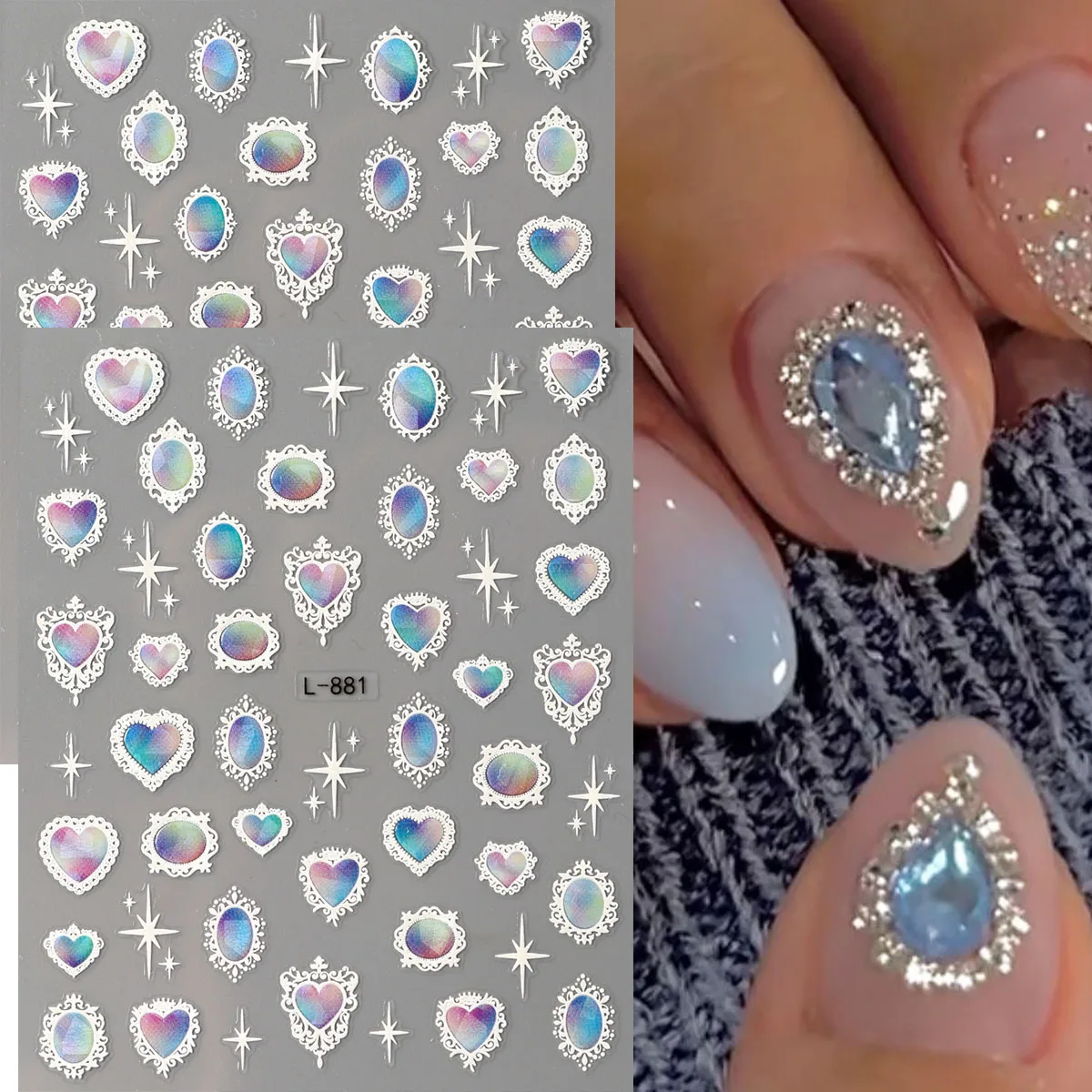 2pcs Blue Luxury Gemstones Elegant Nail Art Sticker Bow Knot Necklace Heart Chain Rhinestone Design DIY Self-Adhesive Slider
2pcs Blue Luxury Gemstones Elegant Nail Art Sticker Bow Knot Necklace Heart Chain Rhinestone Design DIY Self-Adhesive Slider