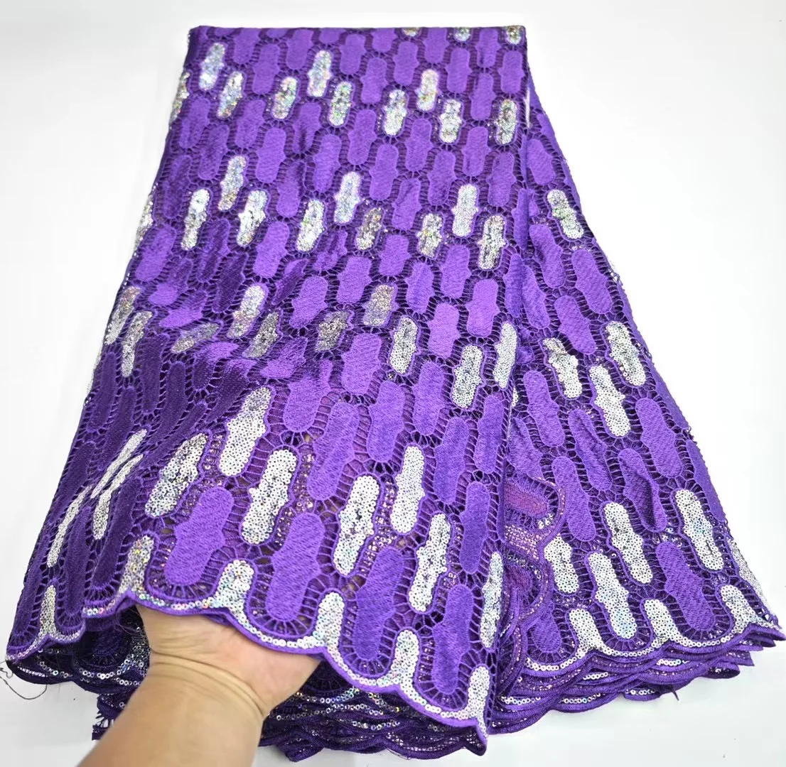 2025 Purple Cord Sequins High Quality Cotton Mesh African Lace Fabric for Sewing Embroidered Guipure Nigeria French Wedding H222
2025 Purple Cord Sequins High Quality Cotton Mesh African Lace Fabric for Sewing Embroidered Guipure Nigeria French Wedding H222