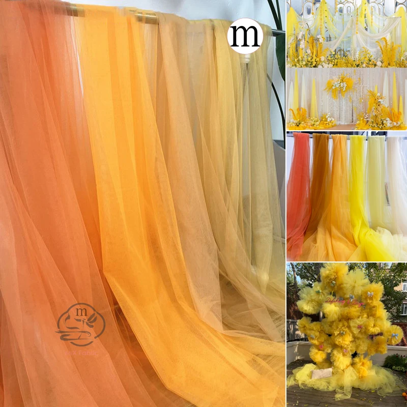 Orange Yellow Soft Tulle Fabric Wedding Decoration Curtain Cloth Mesh Layout Chair Back Drap Yarn Net Handmade DIY Tutu Material
Orange Yellow Soft Tulle Fabric Wedding Decoration Curtain Cloth Mesh Layout Chair Back Drap Yarn Net Handmade DIY Tutu Material