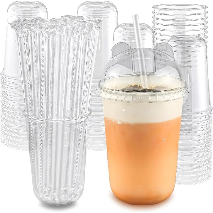 16oz 50 Set Plastic Cups with Dome Lids and Straws Clear Iced Coffee Cups with lids Round Bottom Plastic Cup for Milkshakes Ju
16oz 50 Set Plastic Cups with Dome Lids and Straws Clear Iced Coffee Cups with lids Round Bottom Plastic Cup for Milkshakes Ju