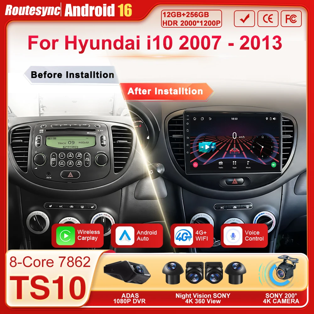 Автомобильное радио 2 Din для Hyundai i10 2007 2008 2009 2010-2013, мультимедийный плеер, Android 16, Wi-Fi, GPS-навигация, Carplay, BT
Автомобильное радио 2 Din для Hyundai i10 2007 2008 2009 2010-2013, мультимедийный плеер, Android 16, Wi-Fi, GPS-навигация, Carplay, BT