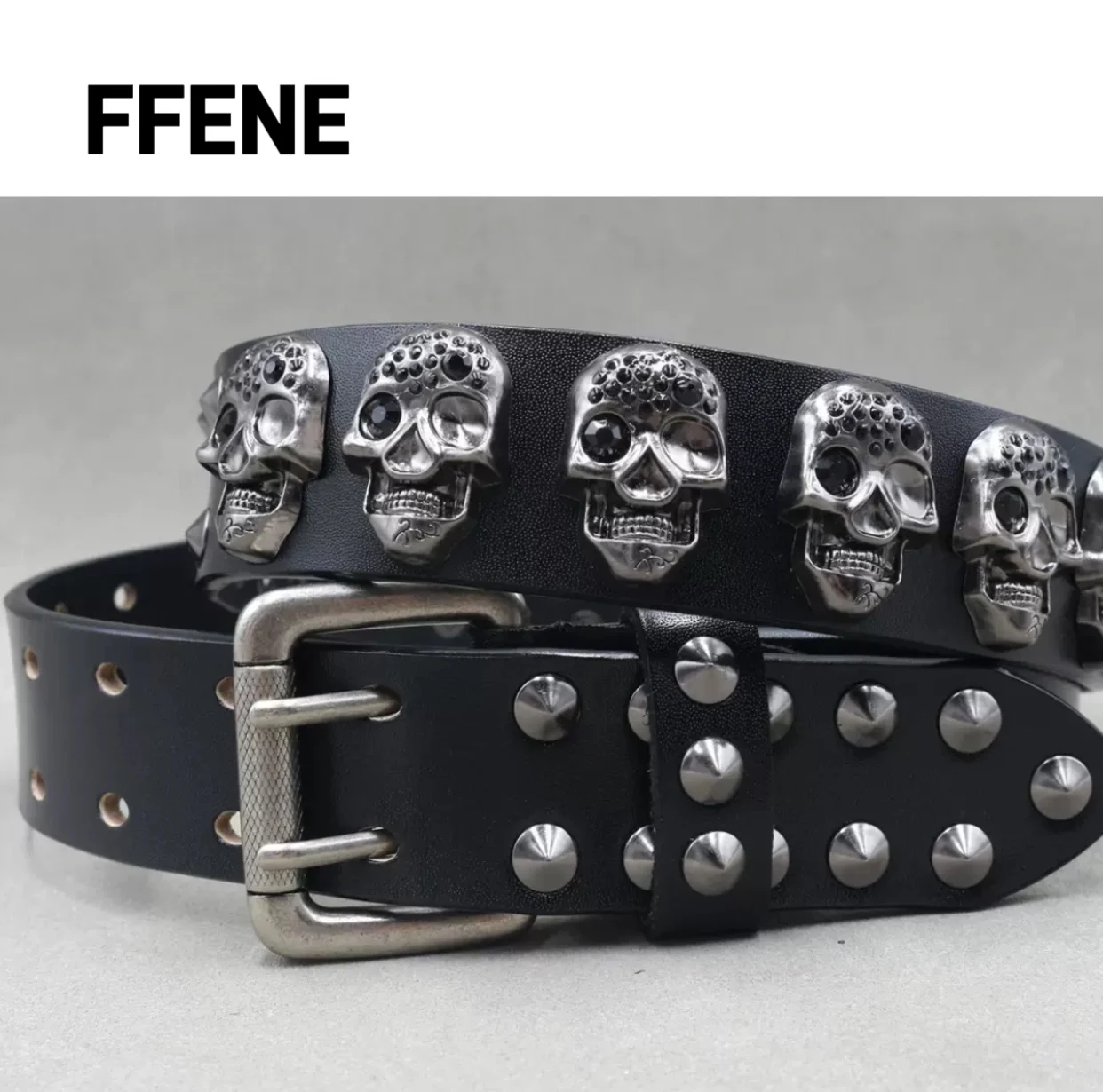 High-end feeling new leather personality rivet belt skull sharp nail decoration trendy denim pin buckle punk belt
High-end feeling new leather personality rivet belt skull sharp nail decoration trendy denim pin buckle punk belt