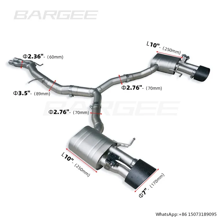Bargee Dual Valvetronic EXHAUST CATBACK for B9 RS4 RS5 2017-UP 2.9T Exhaust System Catback Muffler
Bargee Dual Valvetronic EXHAUST CATBACK for B9 RS4 RS5 2017-UP 2.9T Exhaust System Catback Muffler