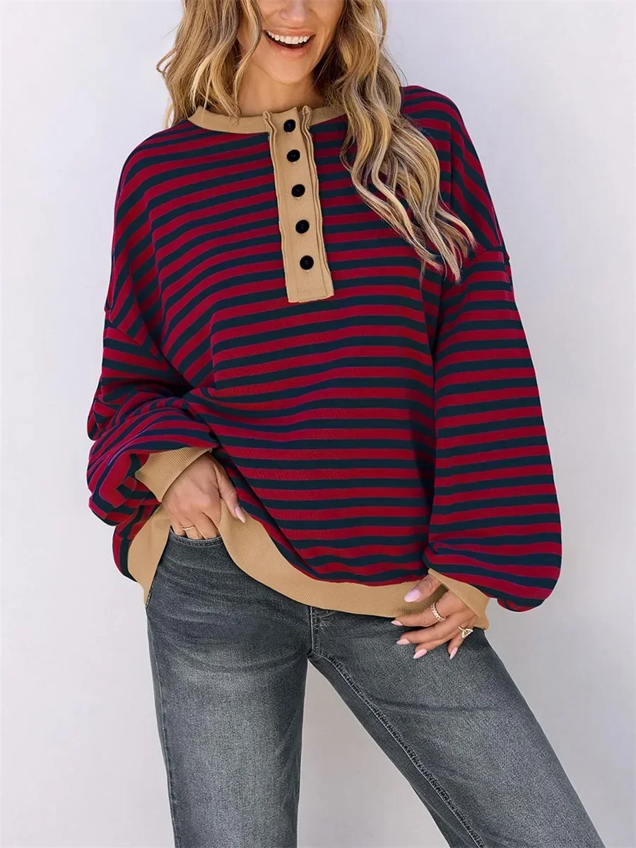 New Women Crew Neck Sweatshirts Cute Striped Print Loose Long Sleeve Pullovers Casual Fall Workout Tops Autumn Streetwear S-2XL
New Women Crew Neck Sweatshirts Cute Striped Print Loose Long Sleeve Pullovers Casual Fall Workout Tops Autumn Streetwear S-2XL
