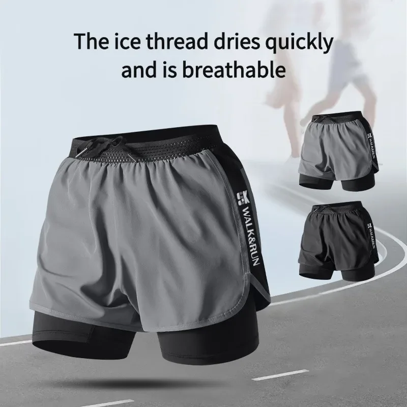 Шорты для бега Мужские спортивные летние тренировочные брюки из двойного ледяного шелка на подкладке для марафона
Шорты для бега Мужские спортивные летние тренировочные брюки из двойного ледяного шелка на подкладке для марафона