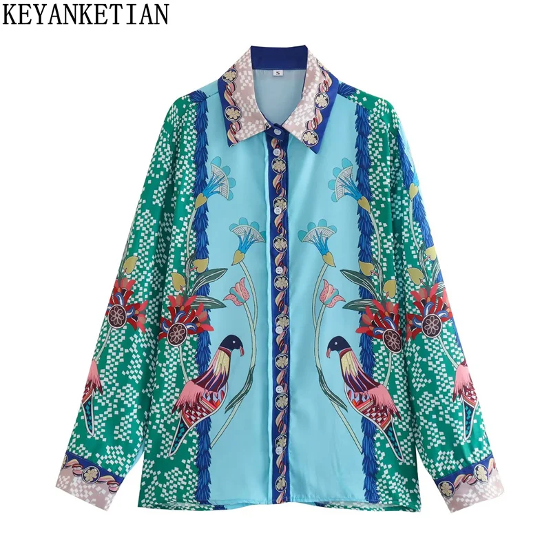 KEYANKETIAN Spring/Autumn New Retro style Matching Position Print Shirt Women's Single Breasted Long Sleeve Loose Blouses Top
KEYANKETIAN Spring/Autumn New Retro style Matching Position Print Shirt Women's Single Breasted Long Sleeve Loose Blouses Top